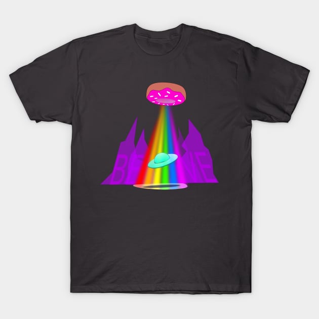 Rainbow Donut UFO Mountains Inspiration T-Shirt by lifeisfunny
